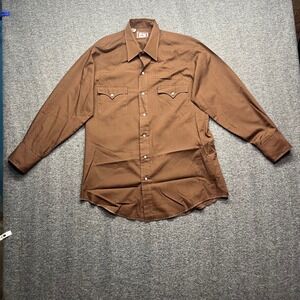 Vintage Chute 1 Shirt Mens M? Brown Western Pearl Snap Long Sleeve Cowboy Yoke